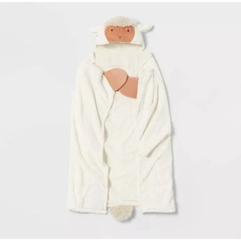 Target Pillowfort Sheep Kids' Hooded Blanket White 40
